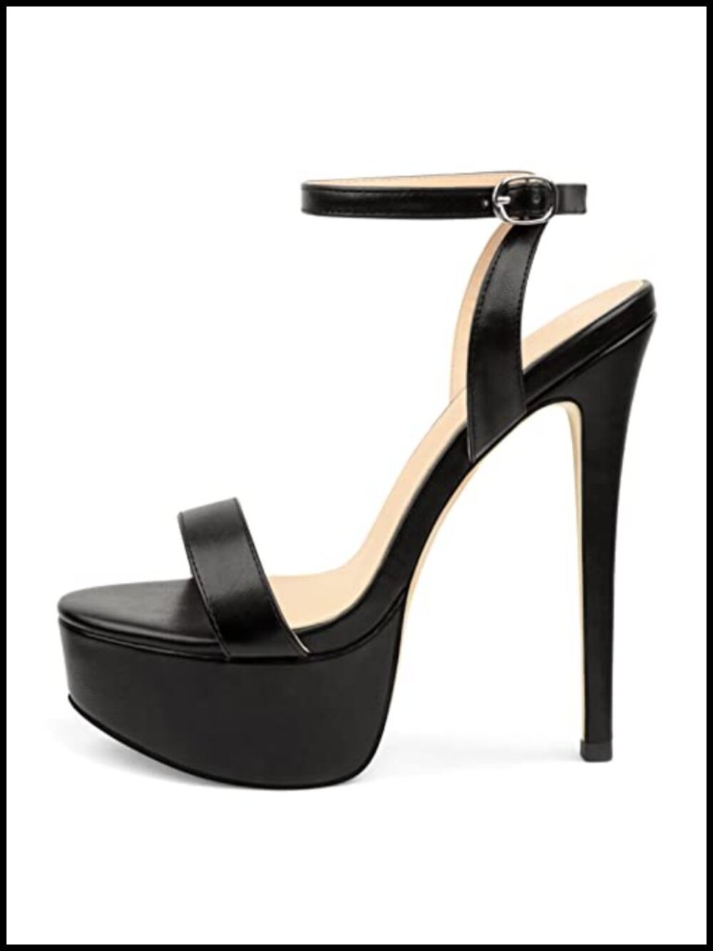 Sky High Platform Stiletto Sandals, Open Toe, Ankle Strap Heels